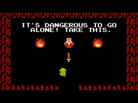 Screenshot of Nintendo game Legend of Zelda with the wizard saying the famous phrase
