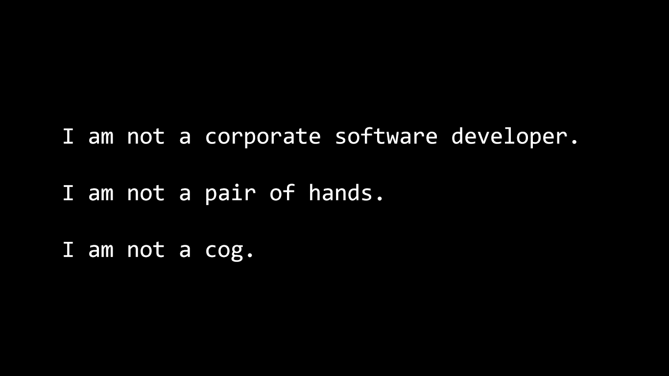 You are not a corporate software developer